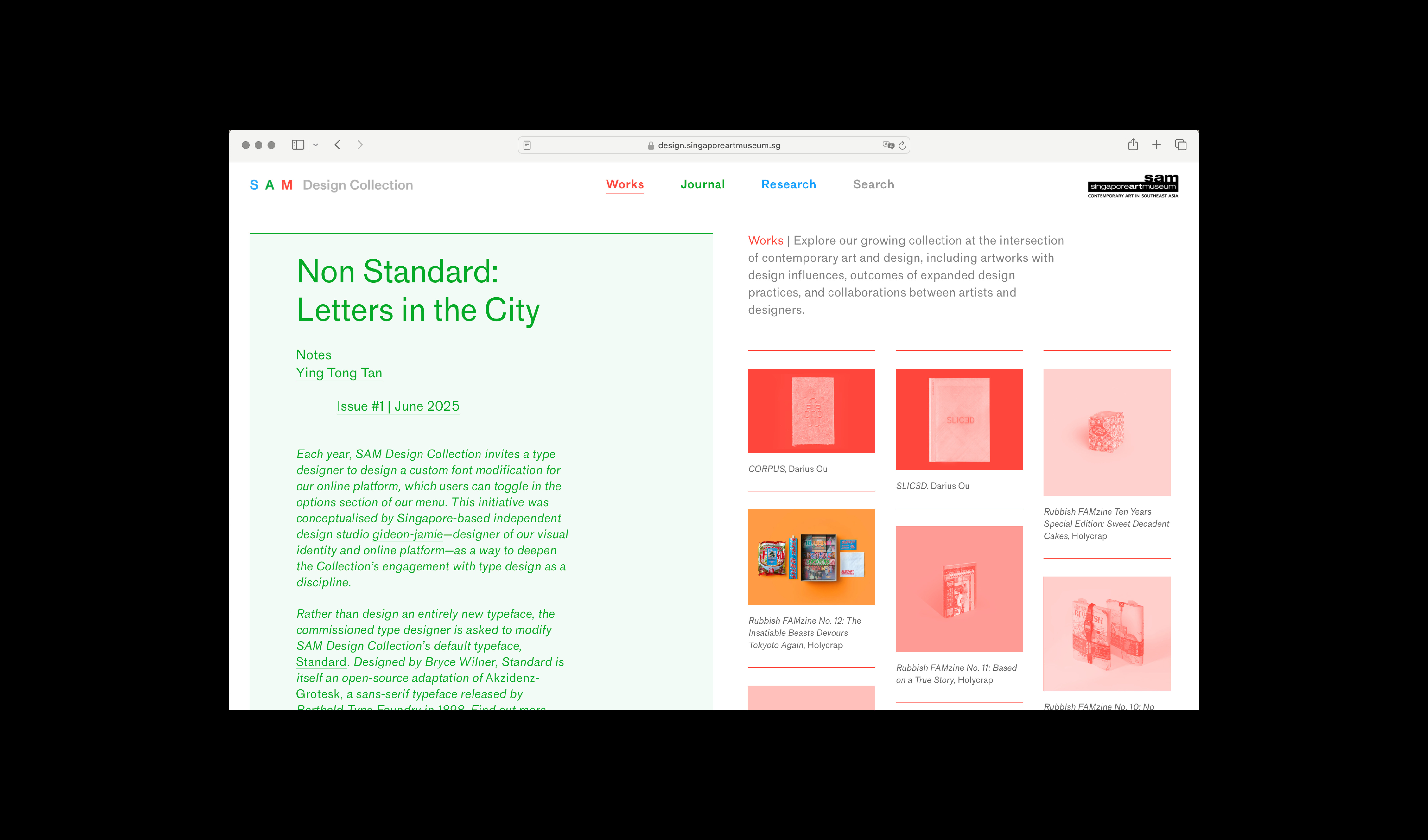 870 SAM Design Collection (website), for Singapore Art Museum